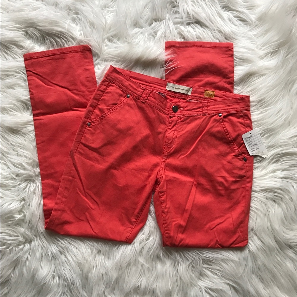 Pilcro and the Letterpress Coral Straight Pant